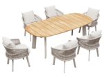 Set gradina Aio masa ovala cu 6 scaune albe Higold 205580W
