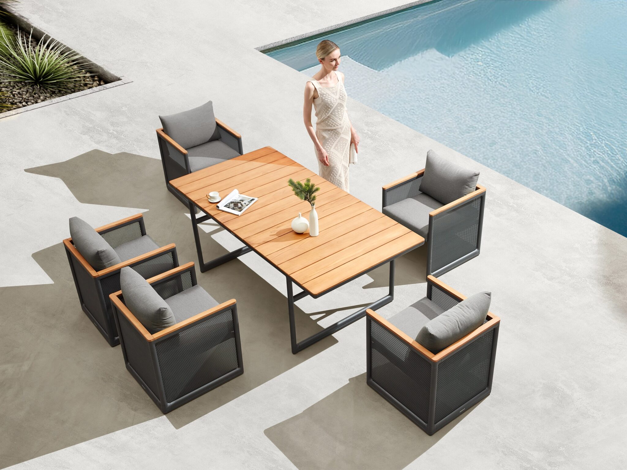 Set gradina Haven masa dreptunghiulara cu 6 scaune Higold 206560