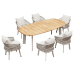 Set gradina Aio masa ovala cu 6 scaune albe Higold 205580W