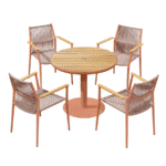 Set gradina Bali portocaliu masa rotunda cu 4 scaune Higold 30623301_S